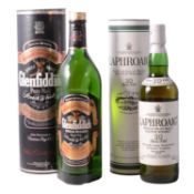 Laphroaig, 10 year old, mid-1990s bottling, and a Glenfiddich, 1L