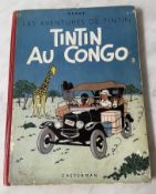 HERGÉ TINTIN 2. Tintin au Congo. B1 Rouge. Édition originale 1947.Très bon état général, mise à part