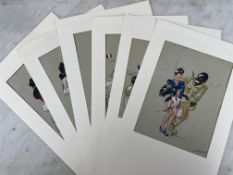 Liberation - Set of 6 original watercolors and their layers - 1944 Humorous series depicting gallant