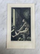 Henry Chapront (1876-1965) Lithograph signed Henry Chapront - Departure for the Sabbath - Nude.