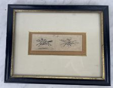 Alfred GRÉVIN (1827-1892), Two Equestrian Studies Ink on brown paper, depicting two stylized horse