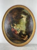 European School, late 19th century - After Fragonard - The Swing - Oil on canvas, oval format