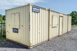 32ft x 10ft steel jack leg anti vandal office site unit c/w keys ** Roof leaking at one end **