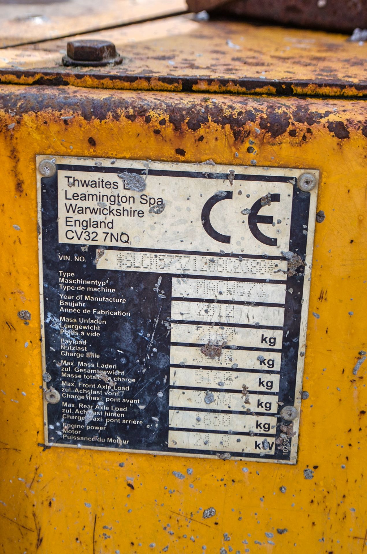Thwaites 3 tonne swivel skip dumper Year: 2012 S/N: 208C380 Recorded Hours: 2215 18374 - Image 22 of 22