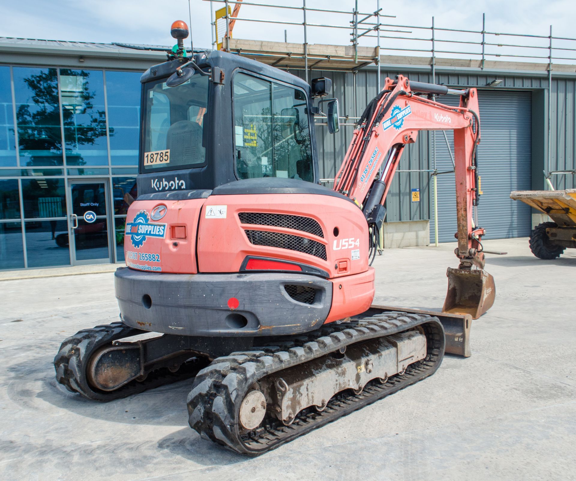 Kubota U55-4 5.5 tonne rubber tracked excavator Year: 2014 S/N: 52375 Recorded Hours: 3768 blade, - Image 6 of 28