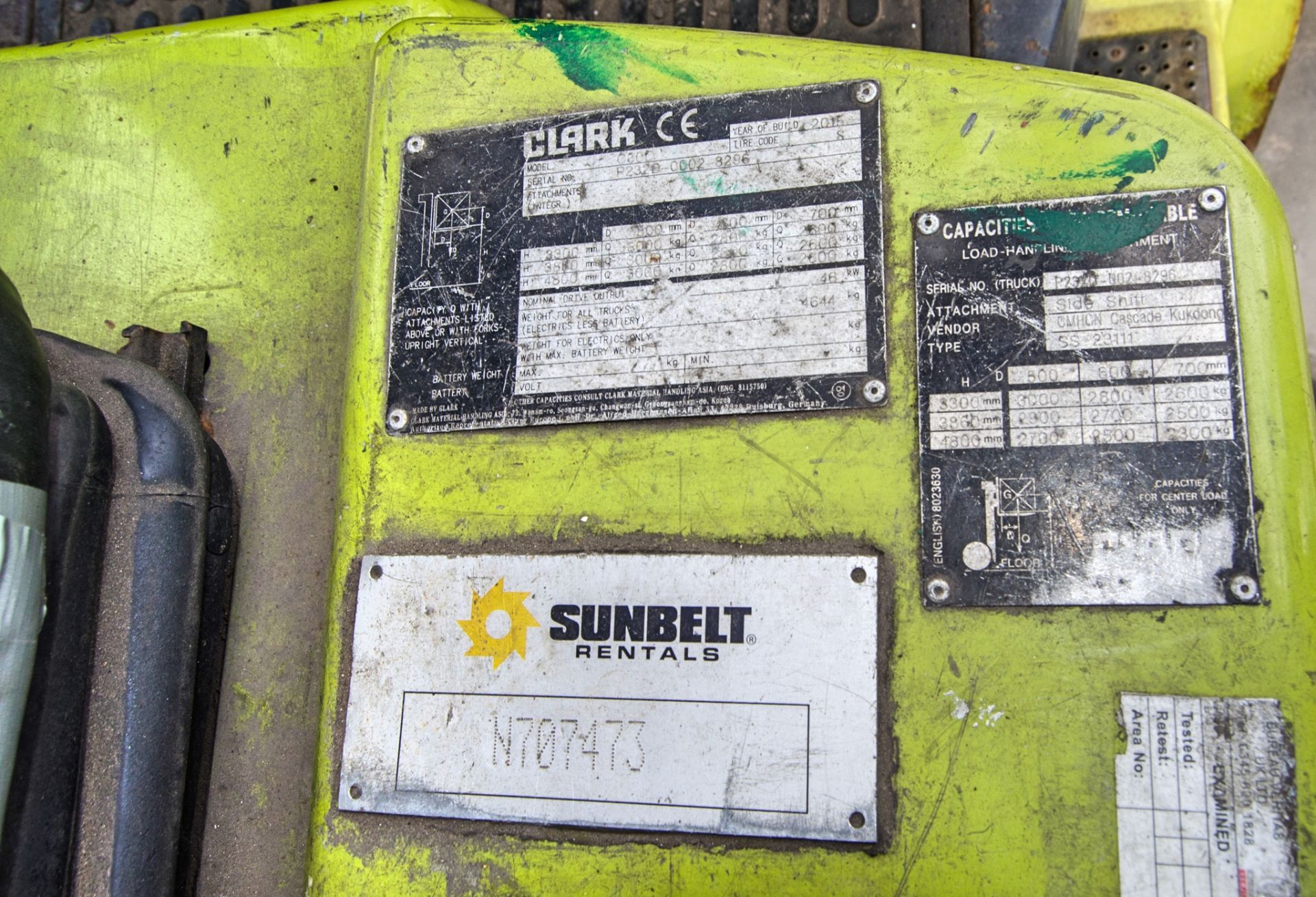 Clark C30D 3 tonne diesel fork lift truck Year: 2015 S/N: 8296 Recorded Hours: 5749 N707473 - Image 22 of 23