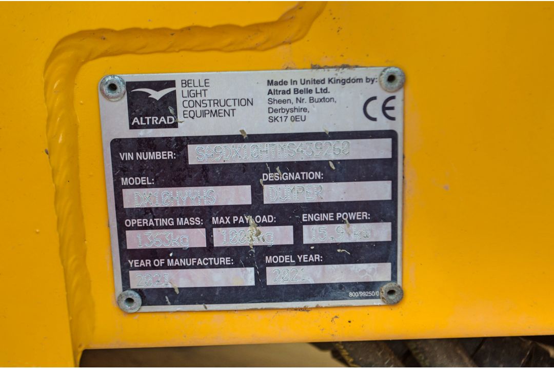 Altrad Belle 1 tonne hi-tip dumper Year: 2021 S/N: 439260 Recorded Hours: 375 2105BEL909 - Image 23 of 23