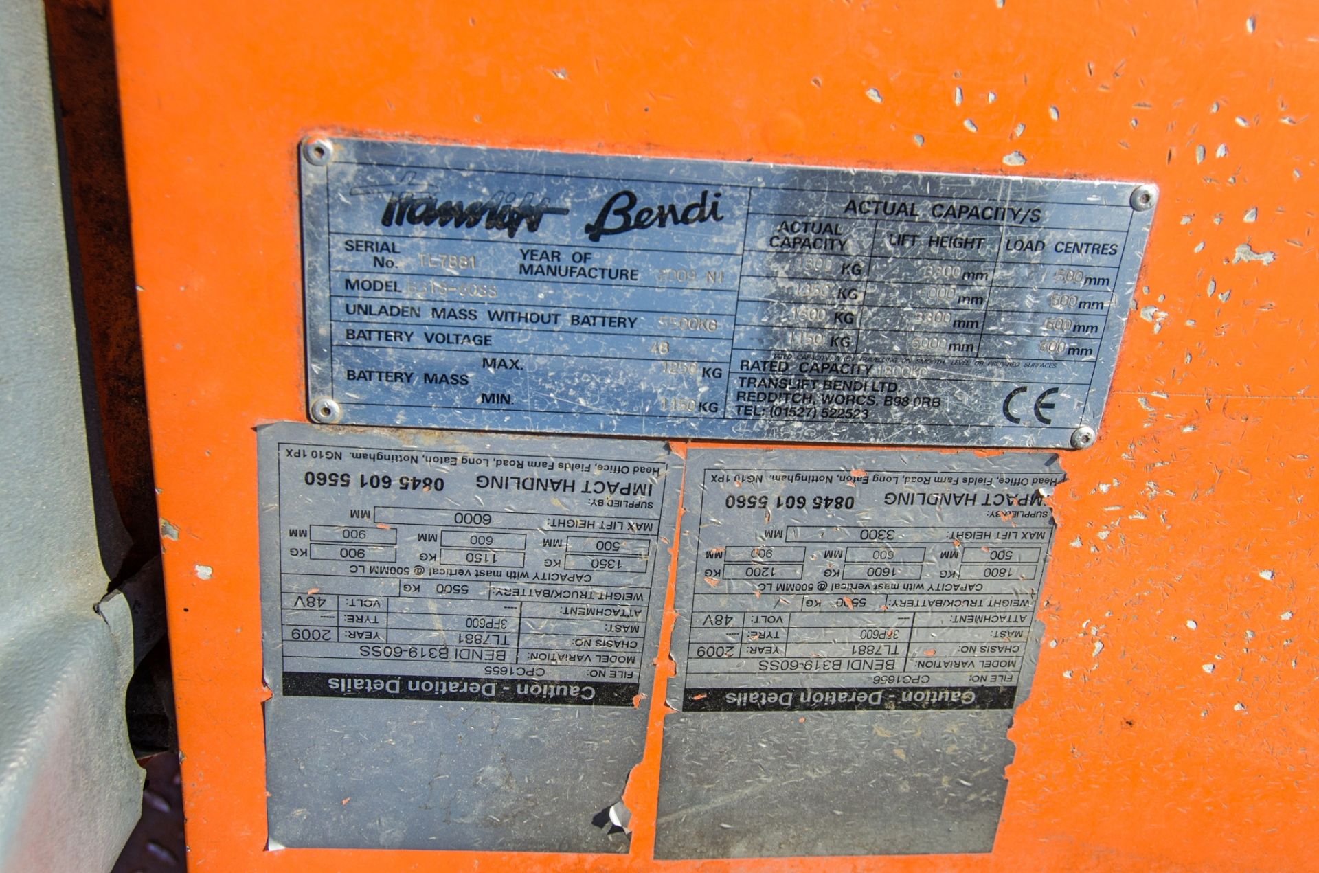 Translift Bendi B318 1.8 tonne battery electric articulated fork lift truck Year: 2009 S/N: TL7881 - Image 19 of 20