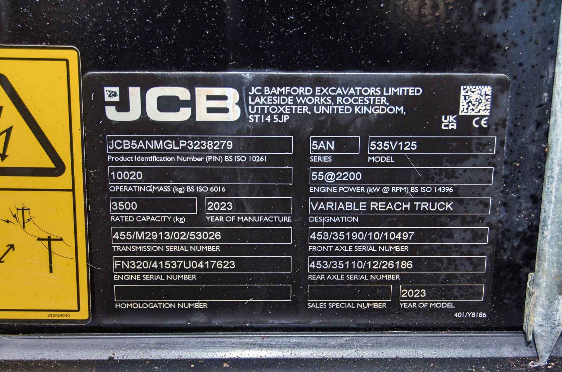 JCB 535-125 Hi-Viz Stage V 12.5 metre telescopic handler Year: 2023 S/N: 3238279 Recorded Hours: - Image 27 of 27