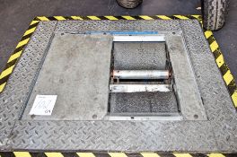 Getech GE2 motorcycle brake testing unit c/w floor mounted rollers and wall mounted brake force read
