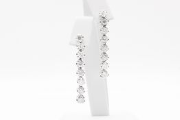 Round Brilliant Cut Drop Earrings 5.64 Carat F/G Colour - I Clarity set in 18k W Gold