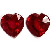 Pair Of Ruby Red Heart Shape 5.60 Carats Slightly Included ( Africa Origin ) ( Natural )