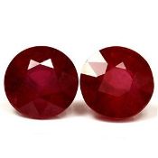 Pair of Ruby Red Round Shape 5.28 Carats Slightly included ( Africa Origin ) ( Natural )