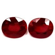 Pair of Ruby Red Oval Shape Gemstones 26.07 Carats EyeClean ( Natural ) ( Africa Origin )