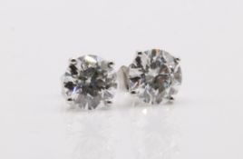 Round Brilliant Natural Diamond 1.65 Carat Earrings G/H Colour SI Clarity 18k White Gold EDR Report