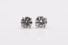 Round Brilliant Natural Diamond 1.63 Carat Earrings G/H Colour I Clarity 18k White Gold EDR Report