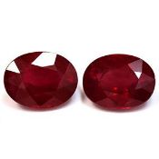 Pair Of Ruby Red Oval Shape 5.60 Carat Slightly Included ( Africa Origin ) ( Natural )