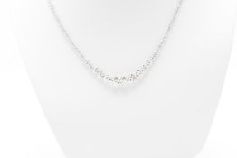 Round Brilliant Graduated Natural Diamond Necklace Set in 18k White Gold - SI Clarity