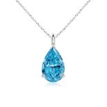 Fancy Blue Pear Cut Diamond 2.00 Carat Pendant set in 18k White Gold & Chain- VS1 Clarity