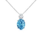 Fancy Blue Oval Cut Diamond 2.50 Carat Pendant set in 18k White Gold & Chain - VS1 Clarity