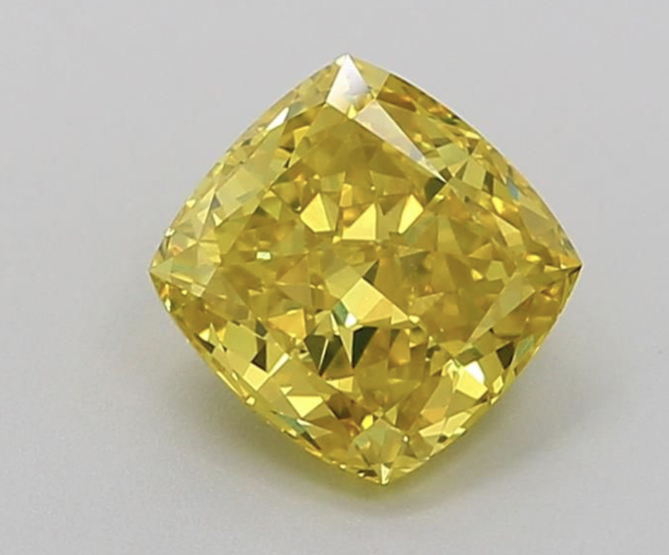 Cushion Brilliant 1.50 Carat Fancy Yellow Colour VVS2 Clarity - GIA Certificate