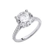 Round Brilliant Cut 3.20 Carat Engagement Diamond Ring in 18k white Gold - D Colour VS1 Clarity- IGI