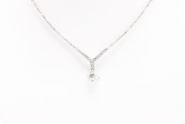 Round Brilliant Natural Diamond Pendant & Necklace 2.94 Carat SI Clarity 18k White Gold EDR Report