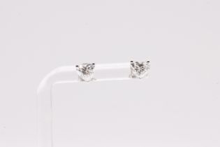 Heart Cut Diamond Earrings D Colour VS1 Clarity 2.00 Carat 18k White Gold - IGI Certificate