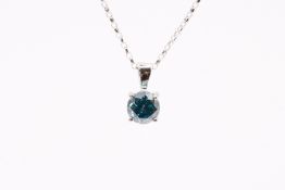 Round brilliant Cut ( Natural ) Diamond Pendant & Chain Fancy blue SI1 Clarity - EDR Report