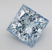 Princess Cut Diamond Fancy Blue Colour VS1 Clarity 4.59 Carat EX EX
