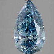 Pear Cut Diamond 3.01 Carat Fancy Vivid Blue VS1 Clarity IGI Cert EX EX
