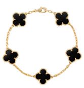 Vintage Alhambra Style Bracelet Black Onyx & 18ct Yellow Gold
