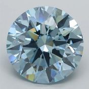 Round Brilliant Cut Diamond 5.01 Carat Fancy Vivid Blue VS2 Clarity IGI Cert EX EX
