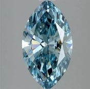 Marquise Cut Diamond 3.22 Carat Fancy Vivid Blue VS1 Clarity IGI Cert EX EX