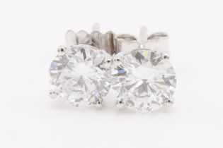 Round Brilliant Natural Diamond 1.42 Carat Earrings F/G Colour I Clarity 18k White Gold EDR Report