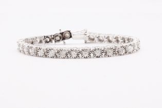 Round Brilliant Natural Diamond Bracelet 3.15 Carat M/N Colour I Clarity 18k White Gold EDR Report