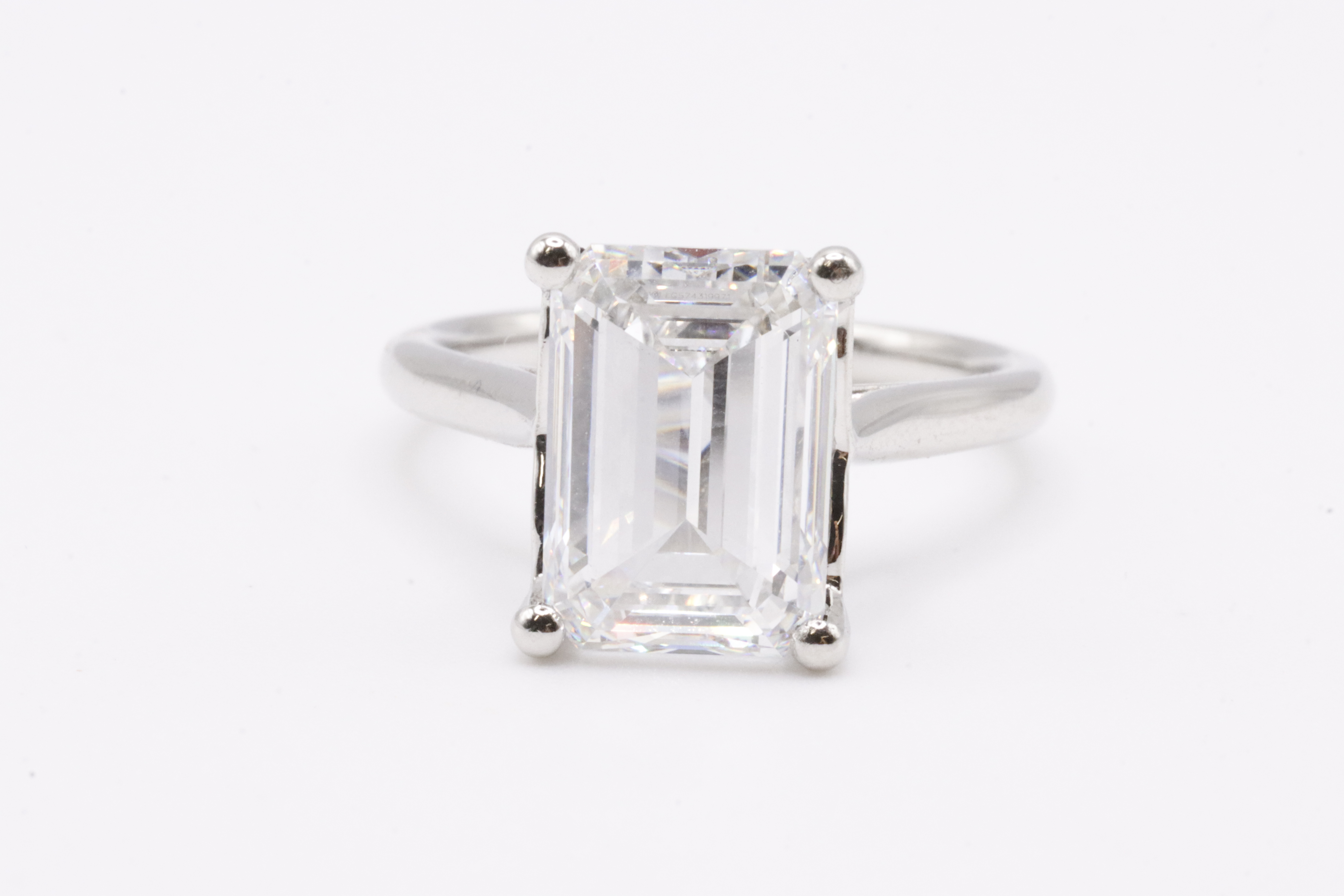 Emerald Cut Diamond Ring 5.06 Carat F Colour VVS2 Clarity - IGI Certificate - Set In Platinum