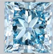 Princess Cut Diamond 4.02 Carat Fancy Intense Blue Colour VS1 Clarity IGI Cert EX EX