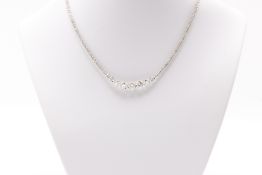 Round Brilliant Natural Diamond Necklace 3.83 Carat H/I Colour I Clarity 18k White Gold EDR Report