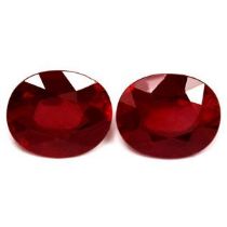 Pair of Ruby Red Oval Shape Gemstones 26.07 Carats EyeClean ( Natural ) ( Africa Origin )