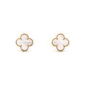 Vintage Alhambra Style Earrings Mother Of Pearl - 18K Yellow Gold