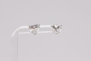 Heart Cut Diamond Earrings 4.00 Carat D Colour VS Clarity 18k White Gold - IGI Certificate