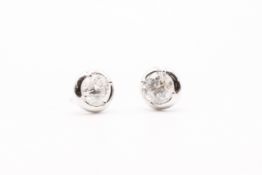 Round Brilliant Natural Diamond 2.79 Carat Earrings H/I Colour I Clarity 18k White Gold EDR Report