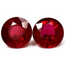 Pair Ruby Red Round Shape 10.33 Carats Slightly Included ( Africa Origin ) ( Natural )