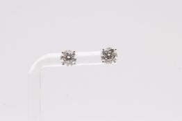 Round Brilliant Cut 3.00 Carat Earrings D Colour VS Clarity 18k White Gold - IGI Certificate