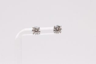 Round Brilliant Cut 3.00 Carat Earrings D Colour VS Clarity 18k White Gold - IGI Certificate