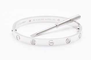 ** ON SALE ** 18kt White Gold & 0.42 Carat Diamond Bangle - With Screwdriver