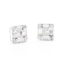 Pie Cut Natural Diamond Earrings Baguette & Round Cut SI / I Clarity 2.15 Carat - EDR Report