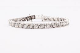 Round Brilliant Natural Diamond Bracelet 3.15 Carat M/N Colour I Clarity 18k White Gold EDR Report