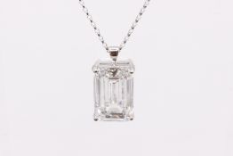 Emerald Cut Diamond 9.31 Carat Pendant & Chain 18k White Gold F Colour VS2 Clarity IGI Certificate